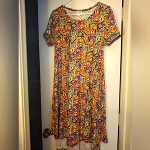 LuLaRoe Vibrant Geometric Midi Dress Size Small